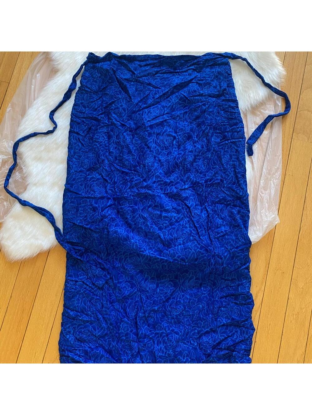Blue Maxi Skirt with Pattern